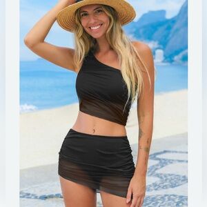 Cupshe Atlantis Asymmetrical Bikini Top & Skirt Bottoms Set